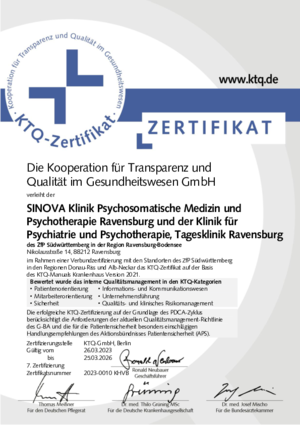 SINOVA Klinik für Psychosomatische Medizin und Psychotherapie Ravensburg und der Klinik für Psychiatrie und Psychotherapie, Tagesklinik Ravensburg 